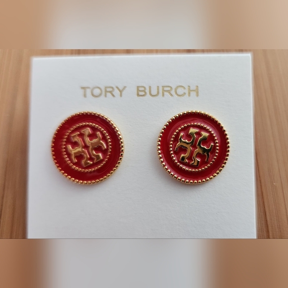 NWOT Tory Burch Enamel Gold-Tone Kira Enamel Circle Stud Earrings - Picture 5 of 7